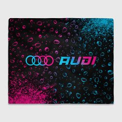 Плед флисовый Audi - neon gradient: надпись и символ, цвет: 3D-велсофт