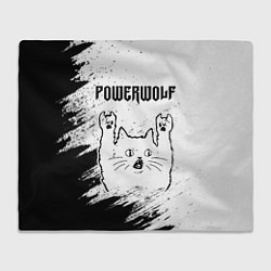 Плед флисовый Powerwolf рок кот на светлом фоне, цвет: 3D-велсофт