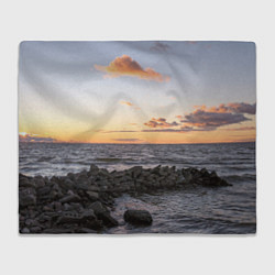 Плед флисовый Закат солнца на Финском заливе, цвет: 3D-велсофт