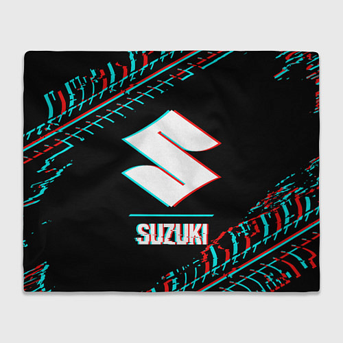 Плед Значок Suzuki в стиле glitch на темном фоне / 3D-Велсофт – фото 1