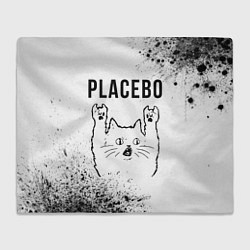 Плед флисовый Placebo рок кот на светлом фоне, цвет: 3D-велсофт