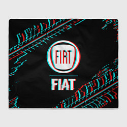 Плед флисовый Значок Fiat в стиле glitch на темном фоне, цвет: 3D-велсофт