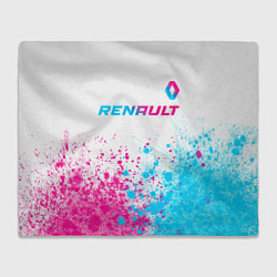 Плед флисовый Renault neon gradient style: символ сверху, цвет: 3D-велсофт