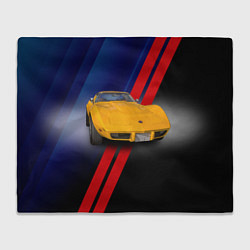 Плед флисовый Классический спорткар Chevrolet Corvette Stingray, цвет: 3D-велсофт
