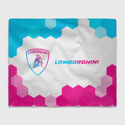 Плед флисовый Lamborghini neon gradient style: надпись и символ, цвет: 3D-велсофт