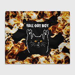 Плед Fall Out Boy рок кот и огонь