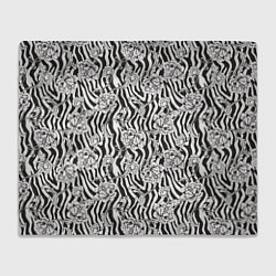 Плед Декоративные цветы на фоне зебры