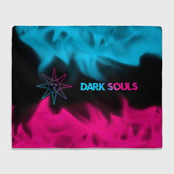 Плед флисовый Dark Souls - neon gradient: надпись и символ, цвет: 3D-велсофт