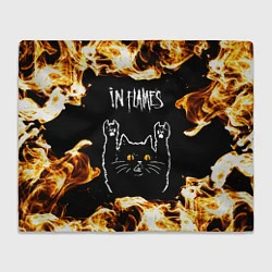 Плед флисовый In Flames рок кот и огонь, цвет: 3D-велсофт