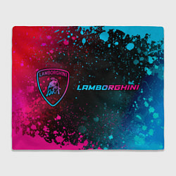 Плед Lamborghini - neon gradient: надпись и символ