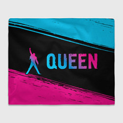 Плед флисовый Queen - neon gradient: надпись и символ, цвет: 3D-велсофт