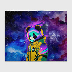 Плед флисовый Панда-космонавт в космосе - неон, цвет: 3D-велсофт