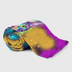 Плед флисовый Полосатый кот с разноцветной звездной туманностью, цвет: 3D-велсофт — фото 2