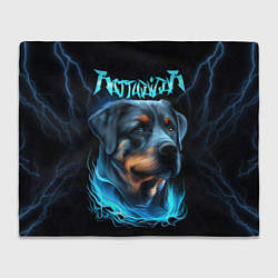 Плед Rottweiler and lightnings