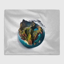 Плед флисовый Планета с одним островом, цвет: 3D-велсофт