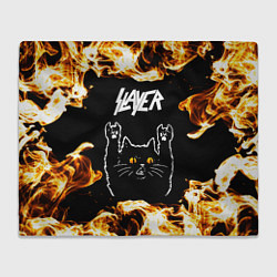 Плед Slayer рок кот и огонь