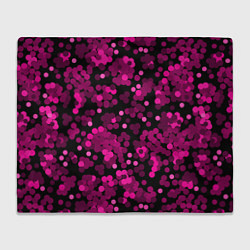 Плед флисовый Красно розовые конфетти на черном, цвет: 3D-велсофт