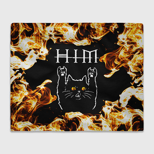 Плед HIM рок кот и огонь / 3D-Велсофт – фото 1