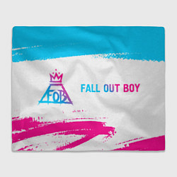 Плед флисовый Fall Out Boy neon gradient style: надпись и символ, цвет: 3D-велсофт