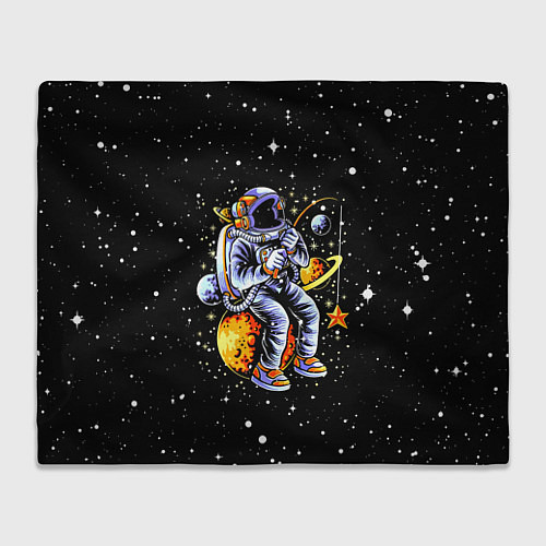 Плед Космонавт на рыбалке - неон / 3D-Велсофт – фото 1