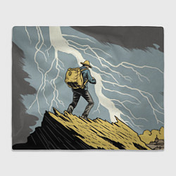 Плед флисовый Дурак на горе ловит молнию, цвет: 3D-велсофт