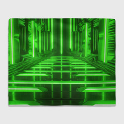 Плед флисовый Зеленые световые объекты, цвет: 3D-велсофт