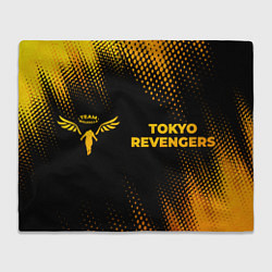 Плед флисовый Tokyo Revengers - gold gradient: надпись и символ, цвет: 3D-велсофт