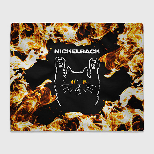 Плед Nickelback рок кот и огонь / 3D-Велсофт – фото 1