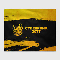Плед флисовый Cyberpunk 2077 - gold gradient: надпись и символ, цвет: 3D-велсофт