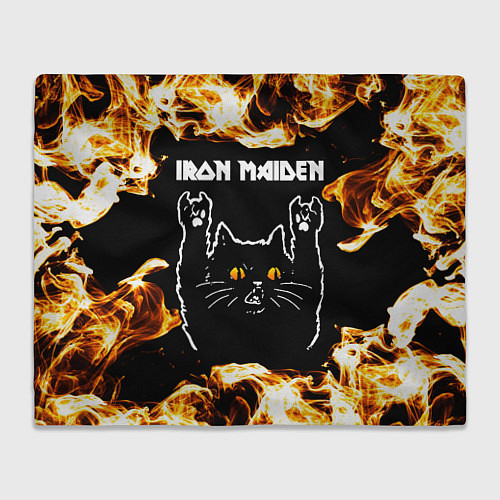 Плед Iron Maiden рок кот и огонь / 3D-Велсофт – фото 1