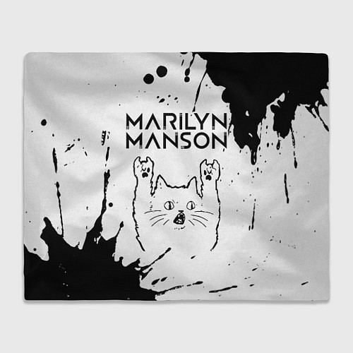 Плед Marilyn Manson рок кот на светлом фоне / 3D-Велсофт – фото 1