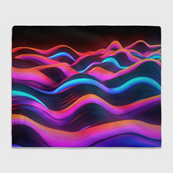 Плед флисовый Неоновые фиолетовые волны, цвет: 3D-велсофт