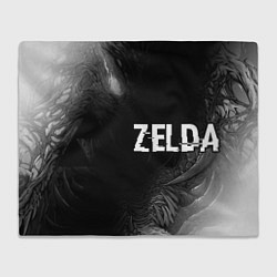 Плед флисовый Zelda glitch на темном фоне: надпись и символ, цвет: 3D-велсофт