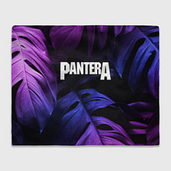 Плед флисовый Pantera neon monstera, цвет: 3D-велсофт