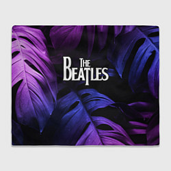 Плед флисовый The Beatles neon monstera, цвет: 3D-велсофт