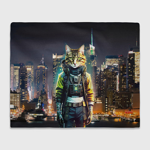 Плед Cool cat in New York city at night / 3D-Велсофт – фото 1