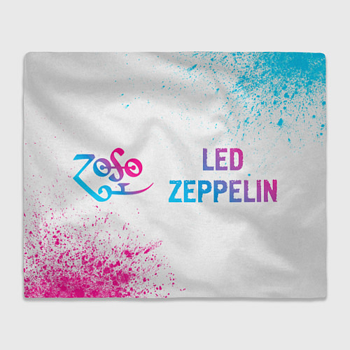 Плед Led Zeppelin neon gradient style: надпись и символ / 3D-Велсофт – фото 1