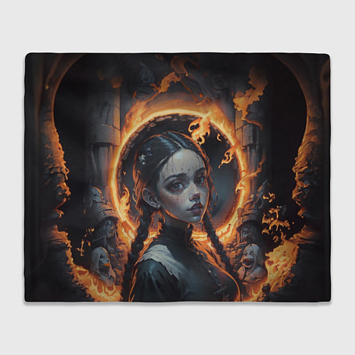 Плед Готическая девушка с двумя косами в огненном круге / 3D-Велсофт – фото 1