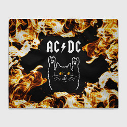 Плед AC DC рок кот и огонь