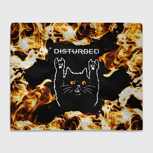 Плед Disturbed рок кот и огонь / 3D-Велсофт – фото 1