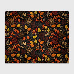 Плед флисовый Осенние листья на черном фоне, цвет: 3D-велсофт