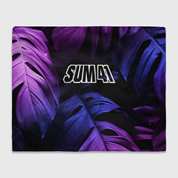 Плед флисовый Sum41 neon monstera, цвет: 3D-велсофт