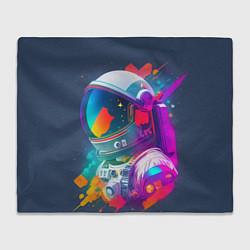 Плед флисовый Космонавт - акварельные мазки, цвет: 3D-велсофт