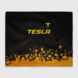 Плед флисовый Tesla - gold gradient: символ сверху, цвет: 3D-велсофт