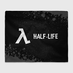 Плед флисовый Half-Life glitch на темном фоне: надпись и символ, цвет: 3D-велсофт
