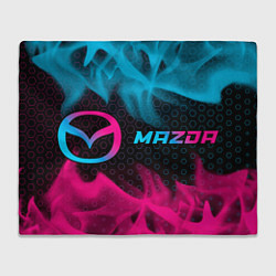 Плед флисовый Mazda - neon gradient: надпись и символ, цвет: 3D-велсофт