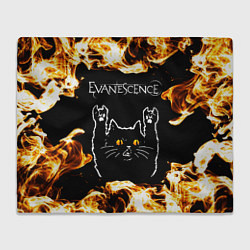 Плед флисовый Evanescence рок кот и огонь, цвет: 3D-велсофт