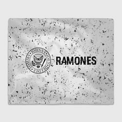 Плед флисовый Ramones glitch на светлом фоне: надпись и символ, цвет: 3D-велсофт