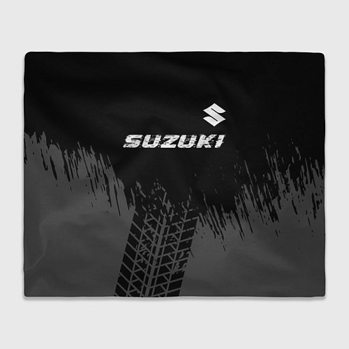 Плед Suzuki speed на темном фоне со следами шин: символ / 3D-Велсофт – фото 1