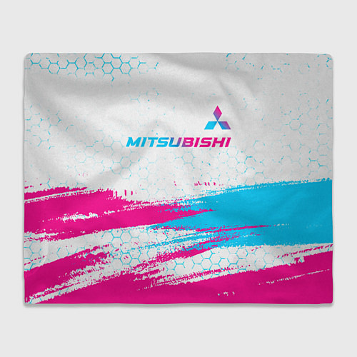 Плед Mitsubishi neon gradient style: символ сверху / 3D-Велсофт – фото 1